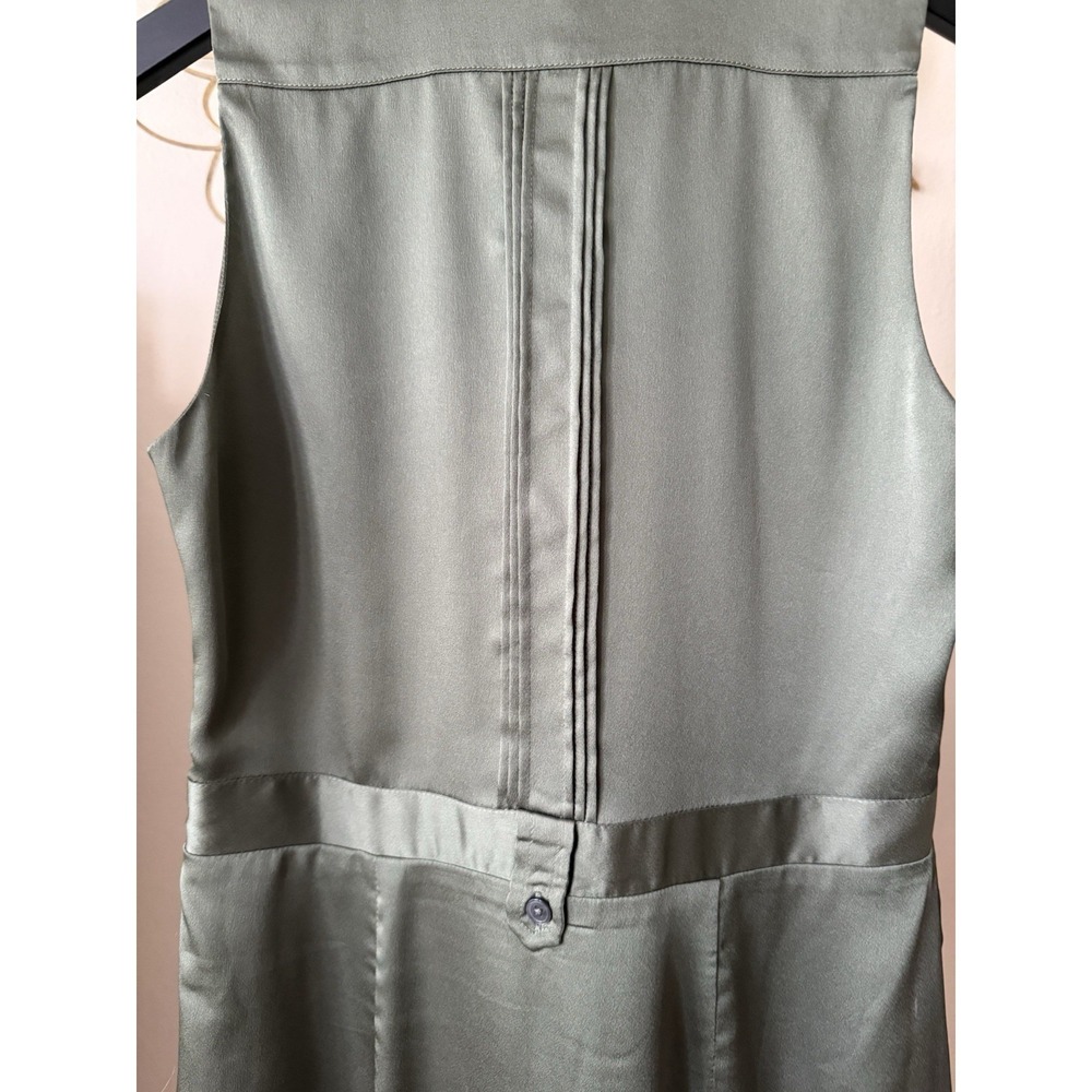 Banana‎ Republic Olive Green Shirt Dress Womens 0 Sleeveless Satin Utility Midi - Picture 5 of 9